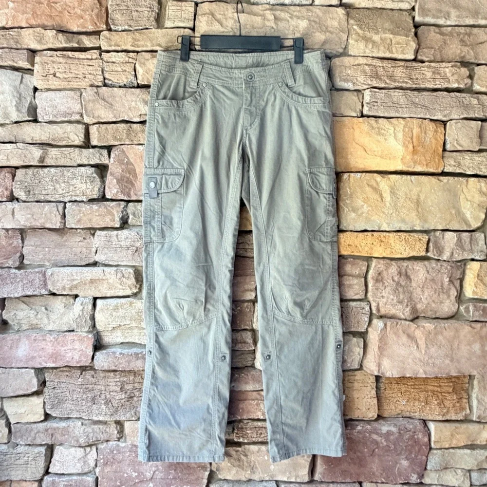 Kuhl Womens 6 Short Cargo Pants Olive Green Roll Up Convertible Hiking Utility